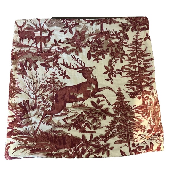 Pottery Barn Deer Toile Pillow Cover 24x24 Reversible - Picture 2 of 10